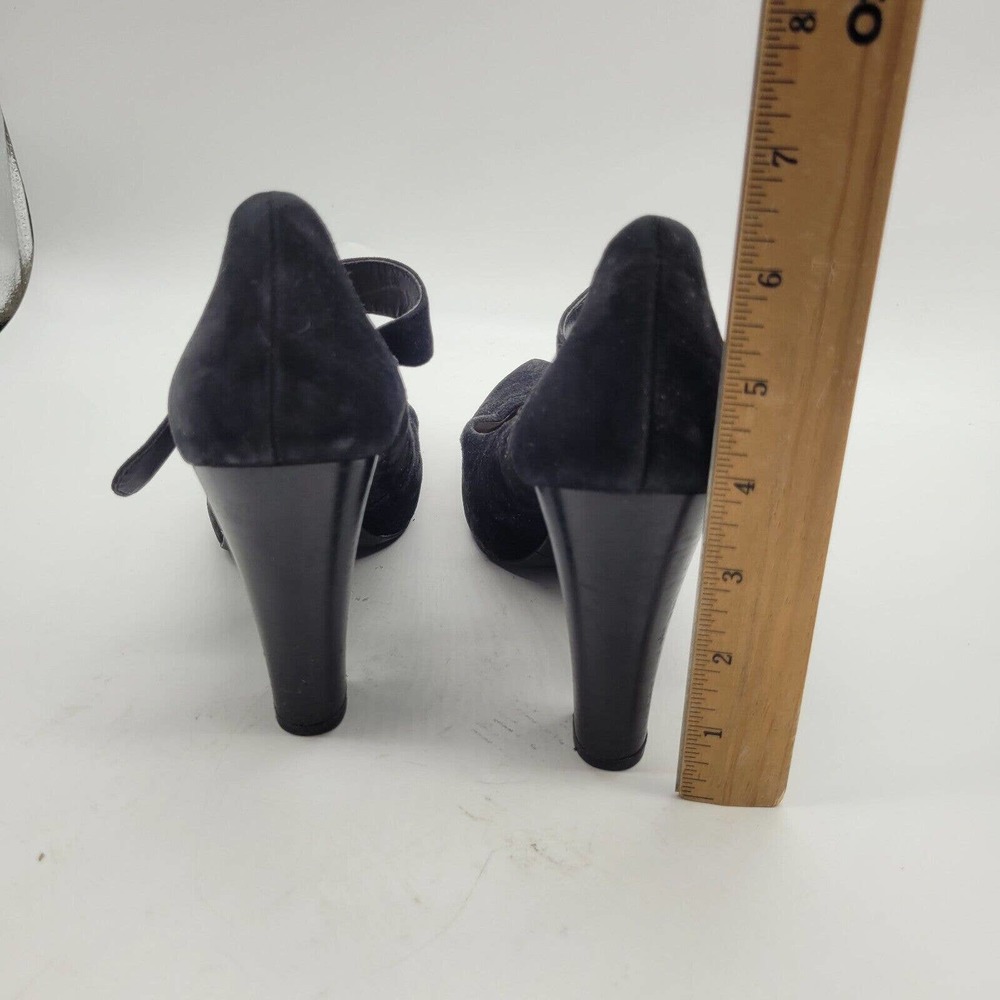 Franco Sarto womens sz 8.5 daniela black suede leather mary jane heels buckle - Picture 7 of 9